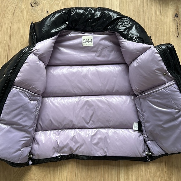 SAM. Andi Short Down Puffer Coat In Jet/wisteria - Picture 6 of 7